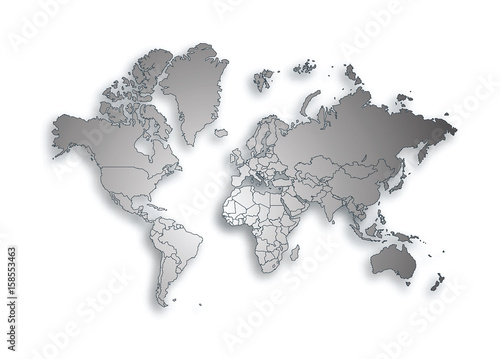 Gray world map and shadow illustration