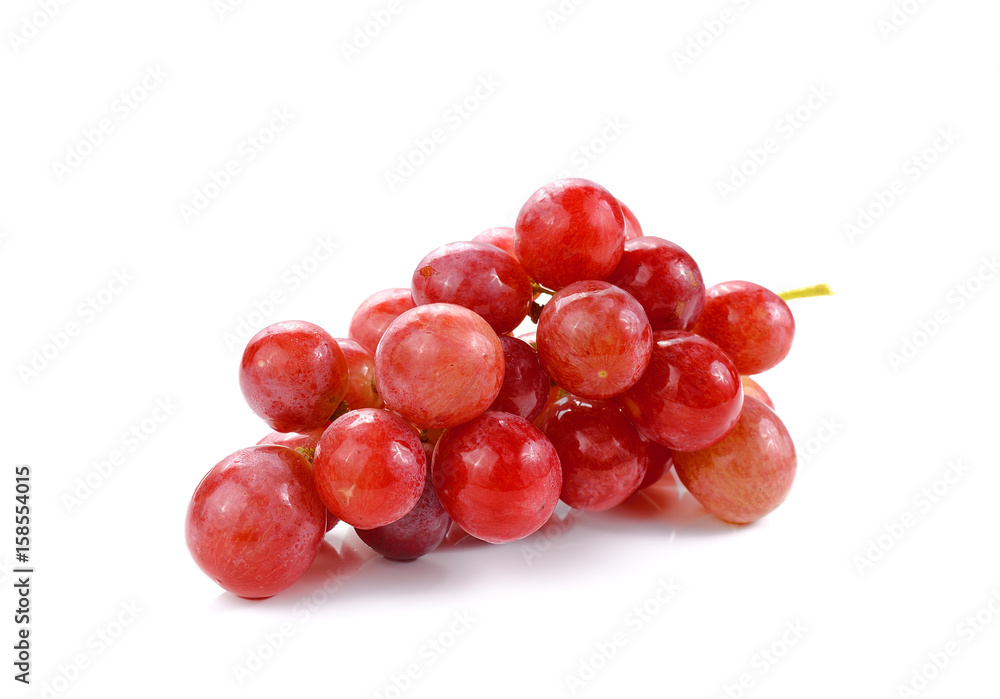 Bunch of red grapes , fresh with water drops. Isolated on white background Bunch of red grapes , fresh with water drops. Isolated on white background