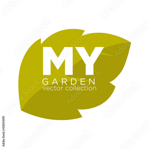 My garden vector collection emblem with green leaf