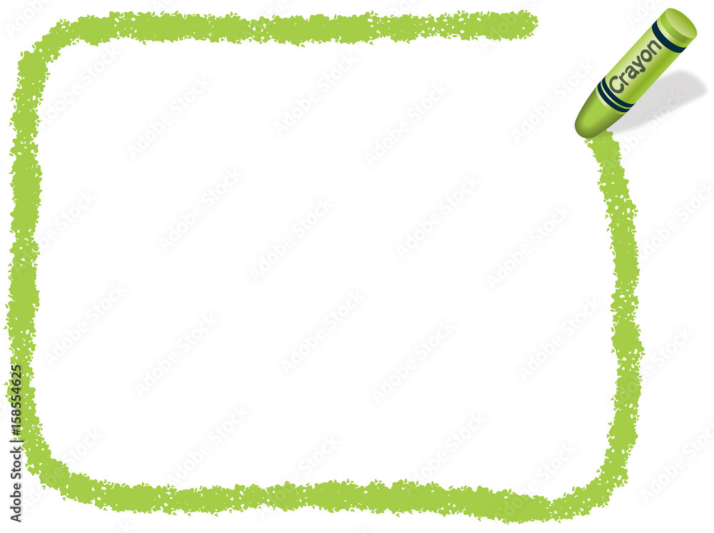 クレヨン手書きフレーム 長方形 黄緑 Stock Vector Adobe Stock