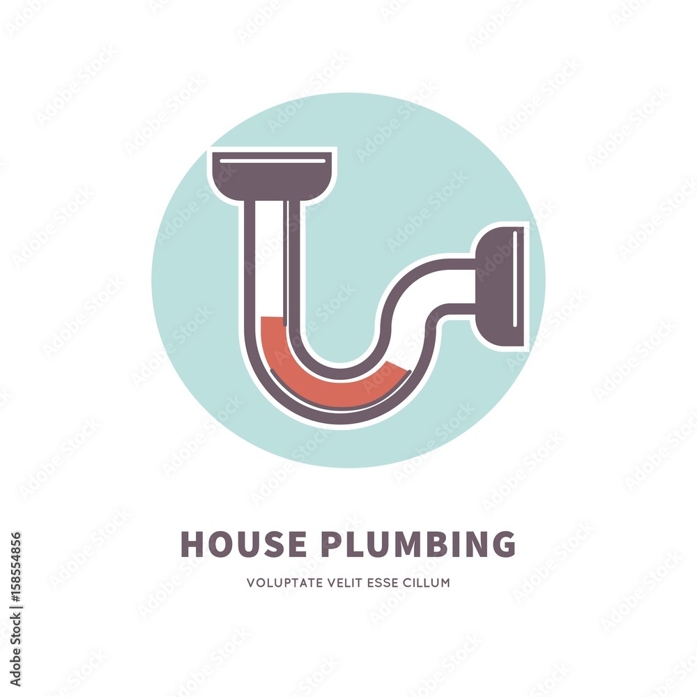 House plumbing service emblem with clogged pipe illustration House plumbing service emblem with clogged pipe illustration