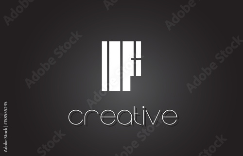 F Letter Logo Design With White and Black Lines.