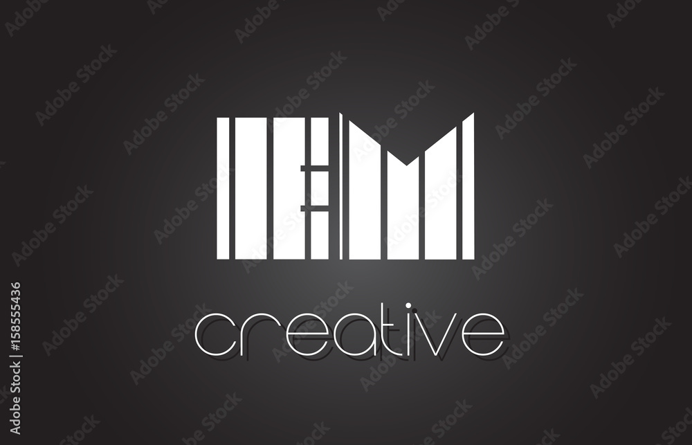 EM E M Letter Logo Design With White and Black Lines. EM E M Letter Logo Design With White and Black Lines.