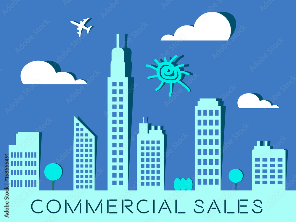 Commercial Sales Represents Real Estate Buildings 3d Illustration