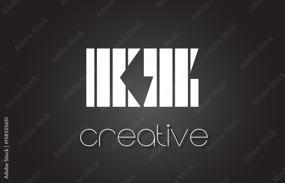 KZ K Z Letter Logo Design With White and Black Lines. KZ K Z Letter Logo Design With White and Black Lines.