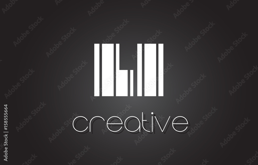 LI L I Letter Logo Design With White and Black Lines. LI L I Letter Logo Design With White and Black Lines.