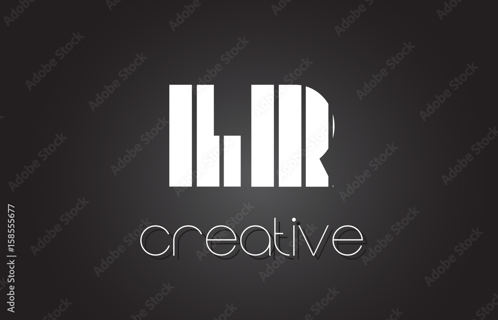 LR L R Letter Logo Design With White and Black Lines.