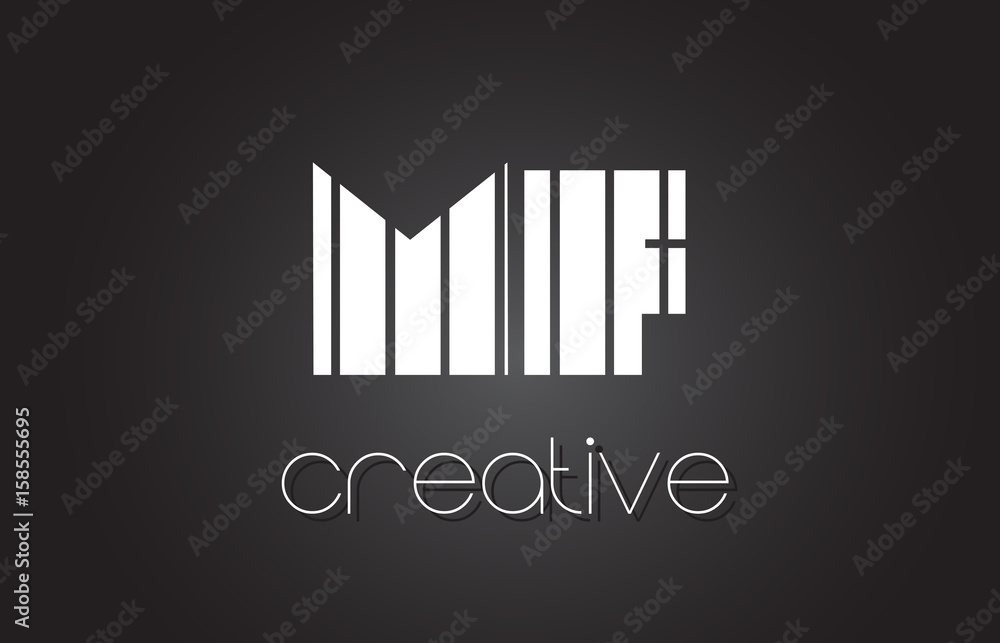 MF M F Letter Logo Design With White and Black Lines. MF M F Letter Logo Design With White and Black Lines.