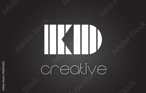 KD K D Letter Logo Design With White and Black Lines. photo