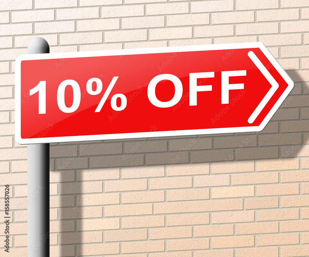 Ten Percent Off Indicating 10% Discounts 3d Rendering Ten Percent Off Indicating 10% Discounts 3d Rendering