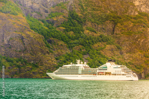 Cruise ship ferryboat on norwegian fjord