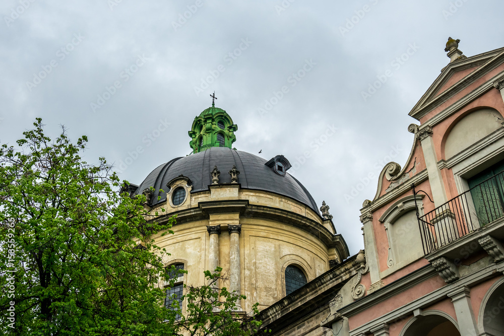 Ancient city of Lviv. Ancient Gothic architecture of Eastern Europe
