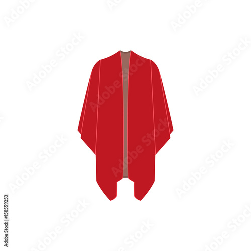 Red poncho vector illustration on white background.