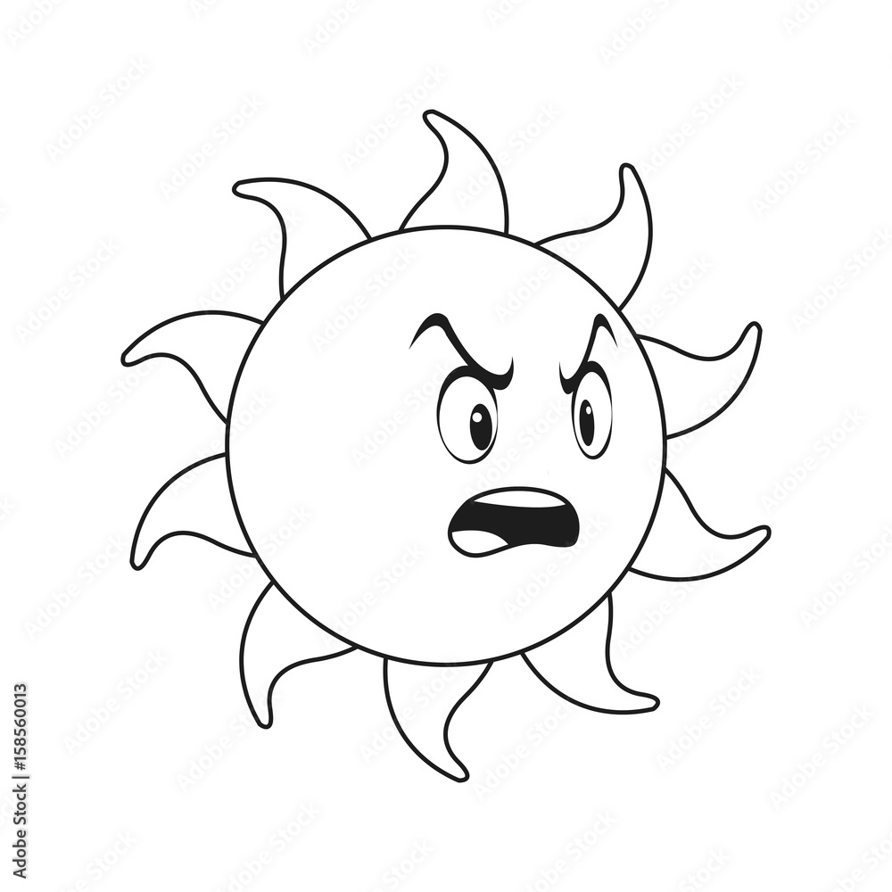 outlined sunny face smiling character icon vector illustration outlined sunny face smiling character icon vector illustration