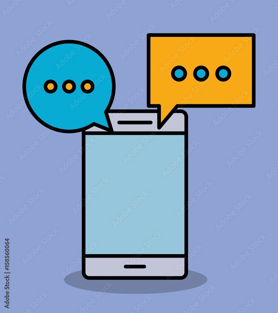 smartphone and speech bubbles icon over blue background colorful desing vector illustration smartphone and speech bubbles icon over blue background colorful desing vector illustration