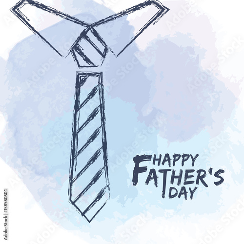 Happy Father's Day. Hand drawing neck tie on watercolor background. Vector illustration.