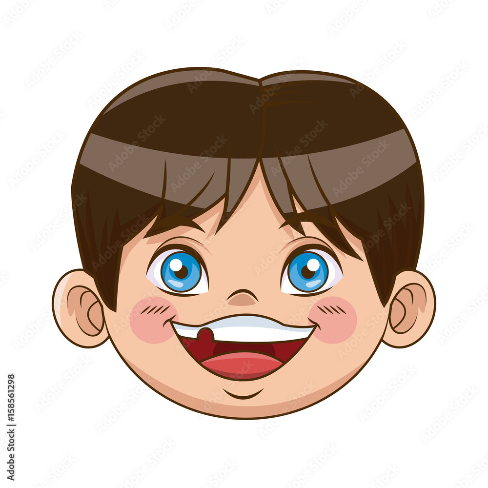 beautiful little face boy cute child smiling vector illustration