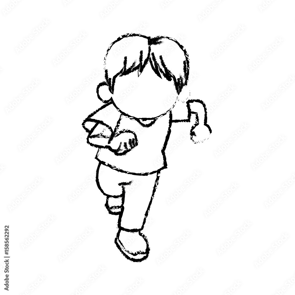 sketch little boy young cheerful celebration vector illustration sketch little boy young cheerful celebration vector illustration
