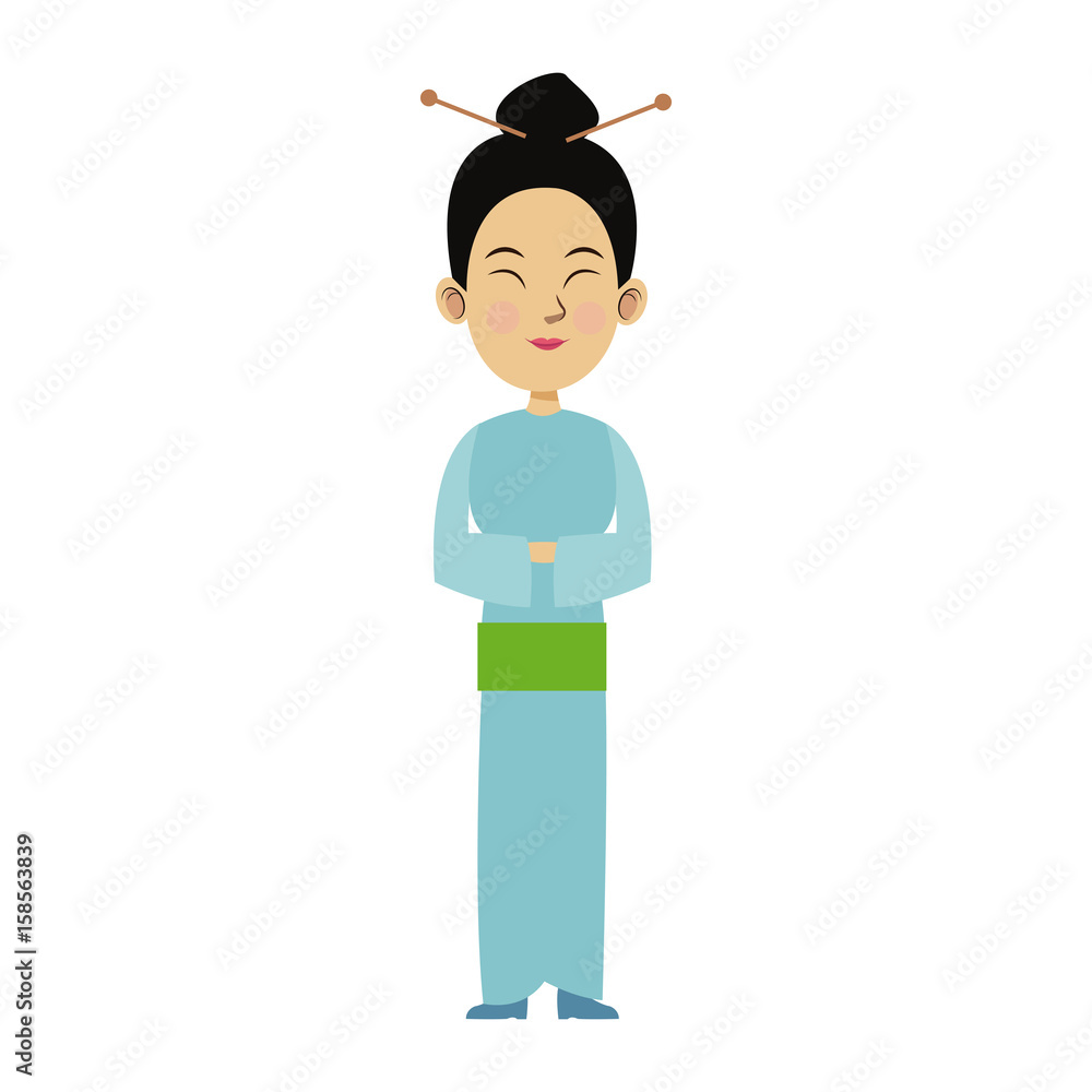 character woman cartoon japanese oriental clothing vector illustration character woman cartoon japanese oriental clothing vector illustration
