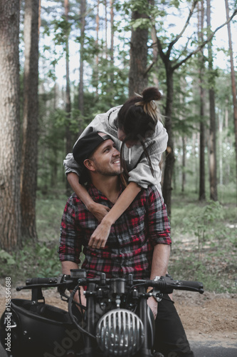 Caucasian couple on motorcycle © Kaponia Aliaksei