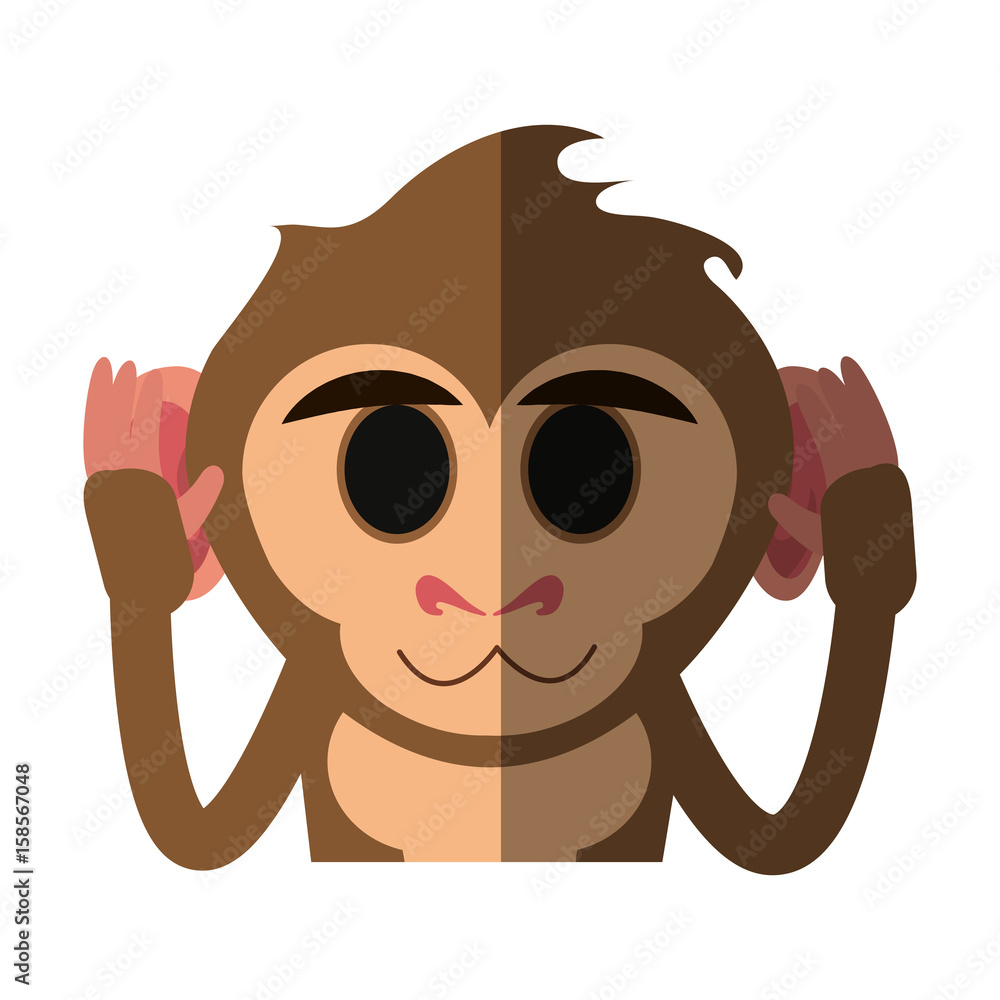 happy cute expressive monkey cartoon  icon image vector illustration design 