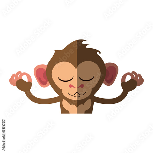 cute expressive monkey meditating cartoon  icon image vector illustration design 