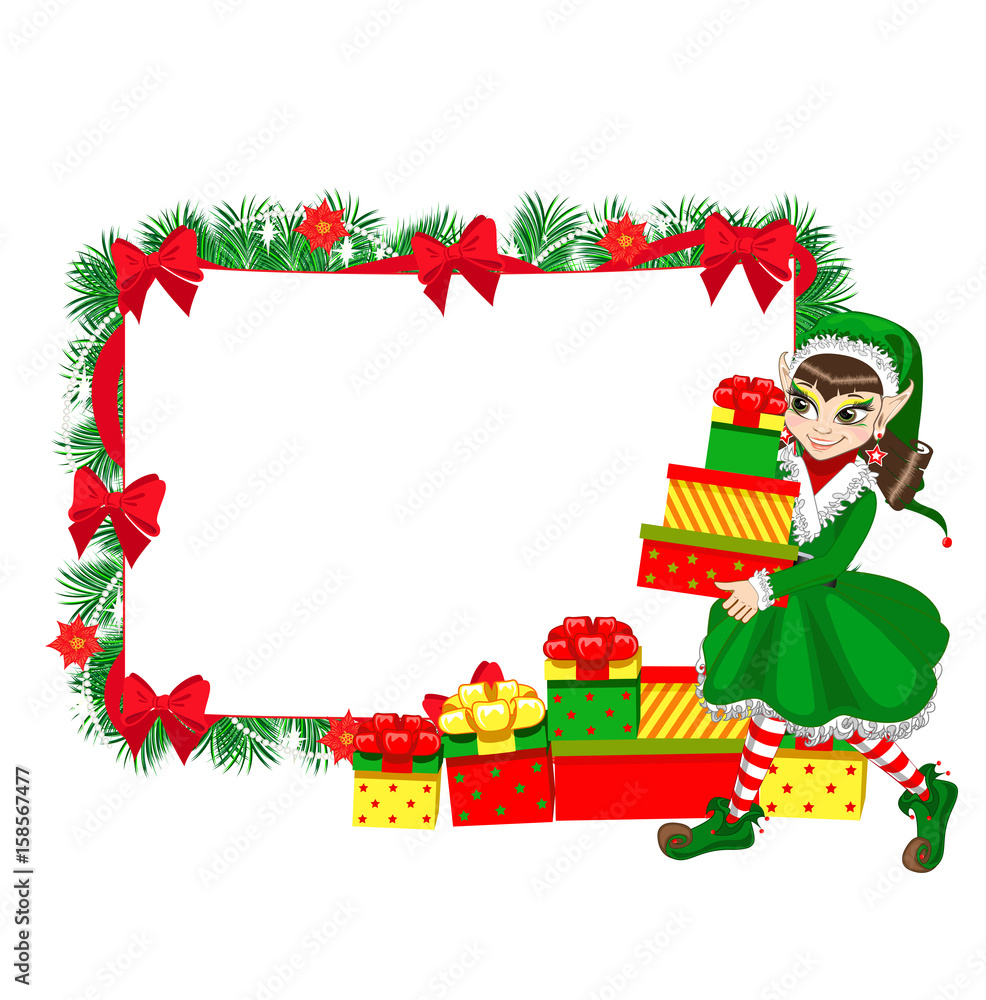 Christmas elf with empty frame Christmas elf with empty frame