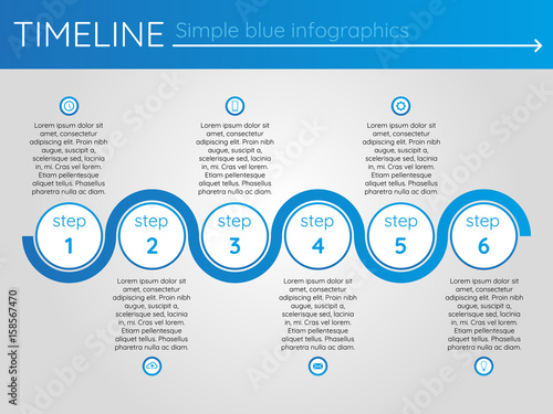 Simple blue timeline 15, infographics vector
