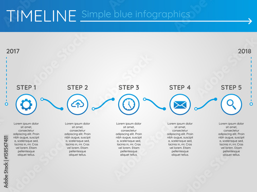 Simple blue timeline 16, infographics vector
