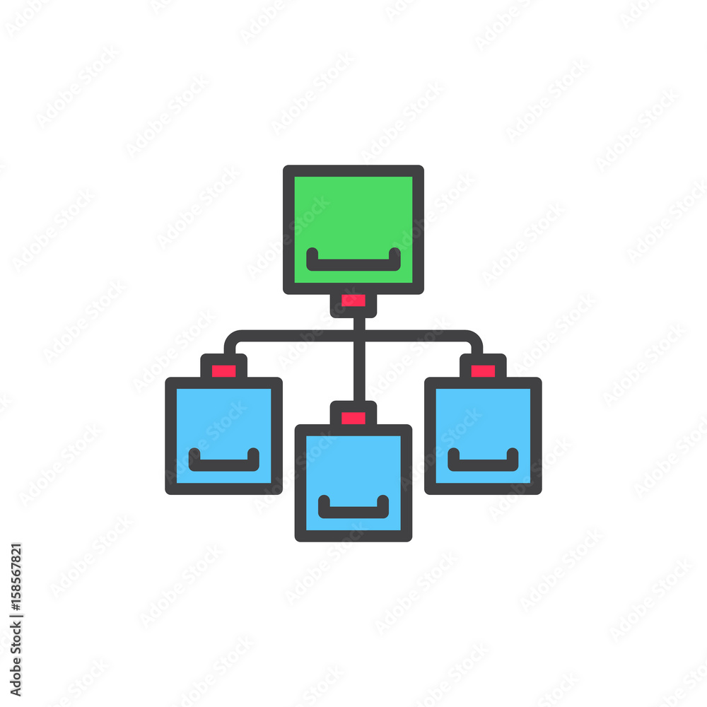 Flow chart filled outline icon, vector sign, colorful illustration