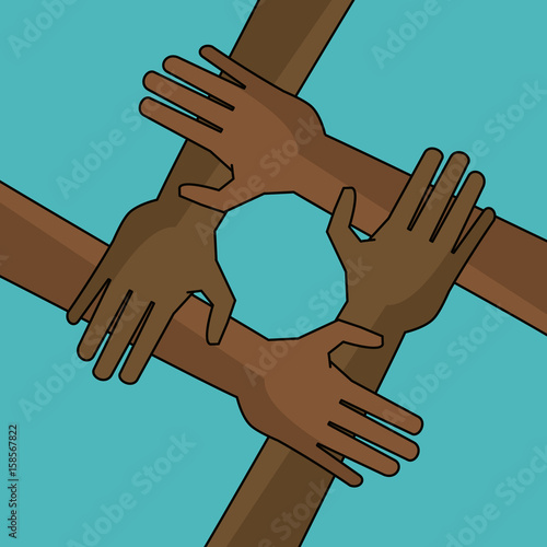 campaign freedom hand together anti racist vector illustration