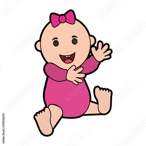happy smiling female baby icon image vector illustration design 