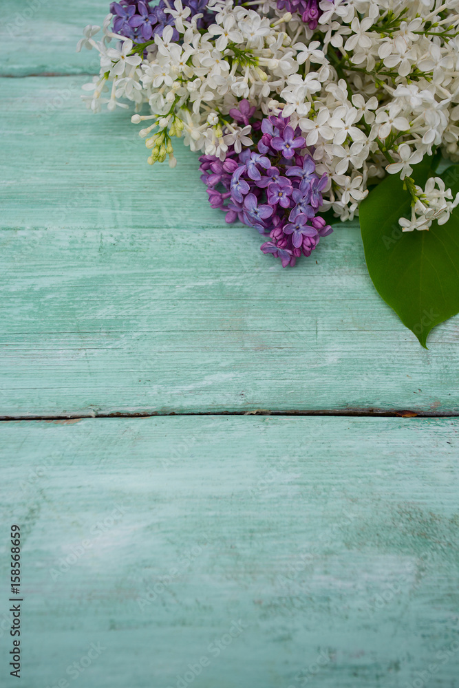 liac on turquoise wooden surface