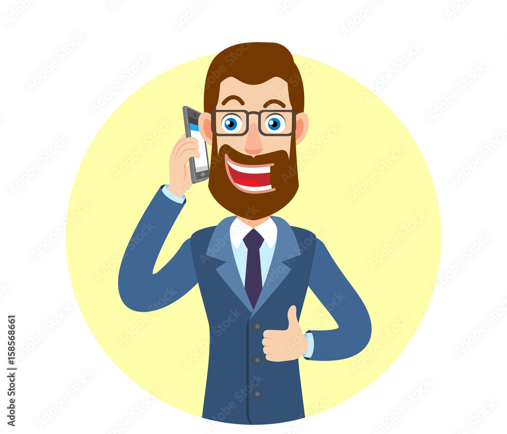 Hipster Businessman raised a hand in greeting Hipster Businessman raised a hand in greeting
