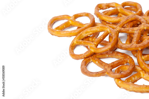 glazed and salted pretzels isolated on white background