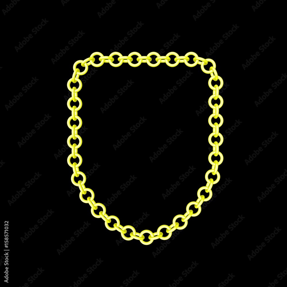 Chain frame.Shield.Isolated on black background. Cartoon style. Chain frame.Shield.Isolated on black background. Cartoon style.