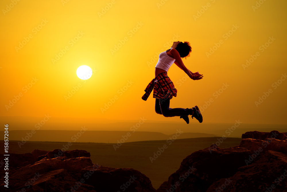 Asian girl dancing in sunrise Asian girl dancing in sunrise