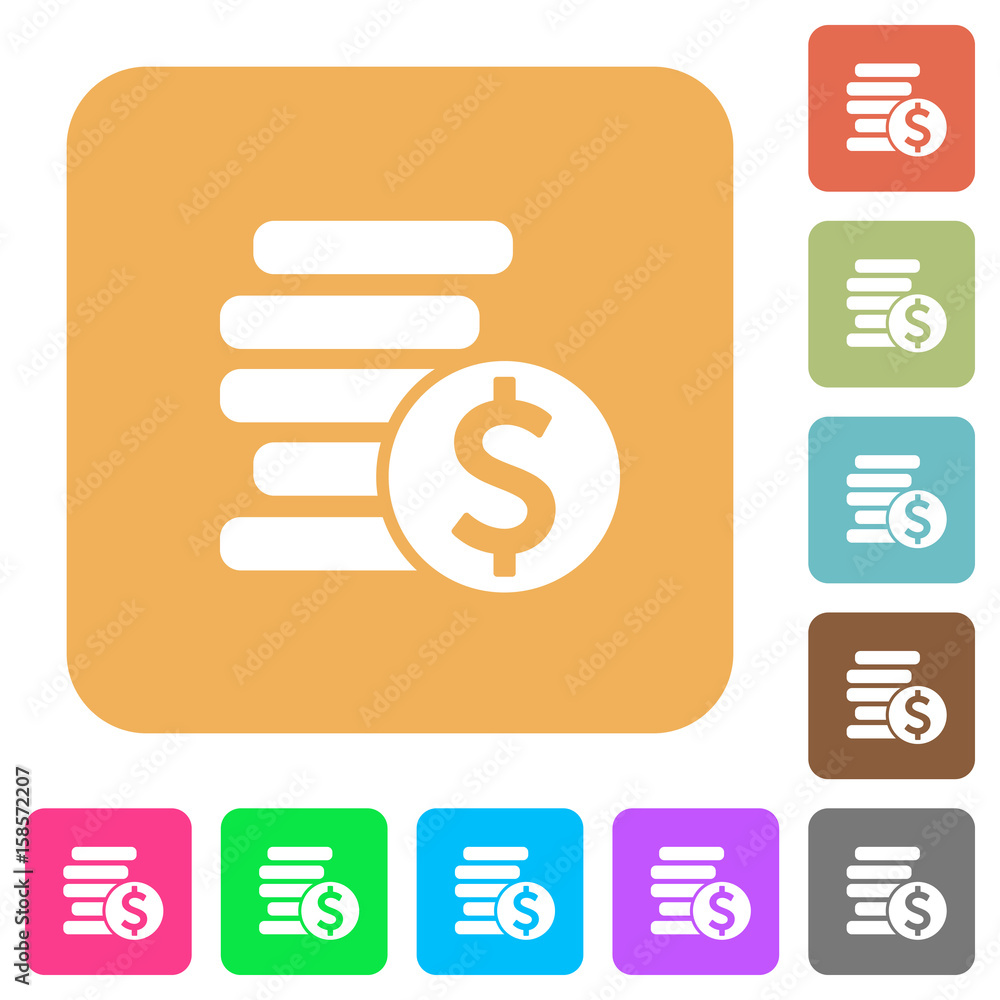 Dollar coins rounded square flat icons Dollar coins rounded square flat icons