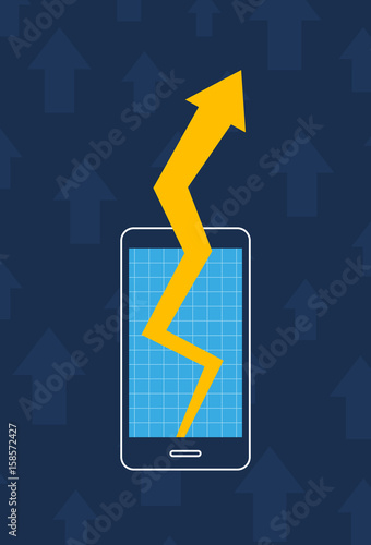 Smartphone graph arrow increase business marketing illustration vector