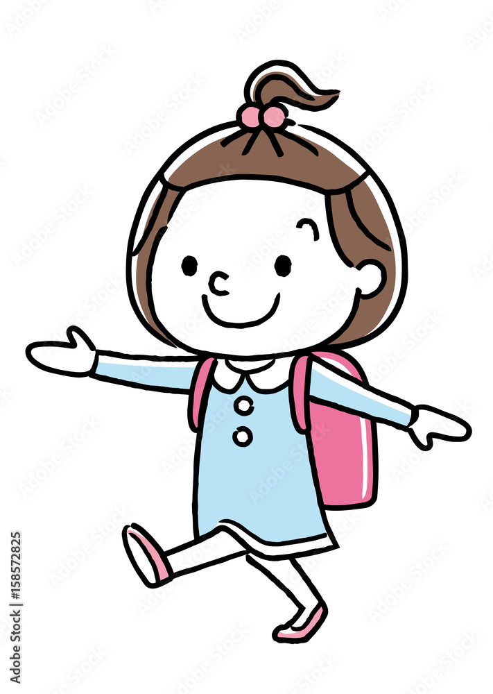 歩いて通学する女の子 歩いて通学する女の子