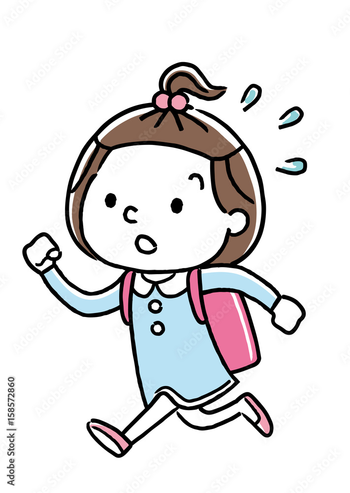 走って通学する女の子 走って通学する女の子