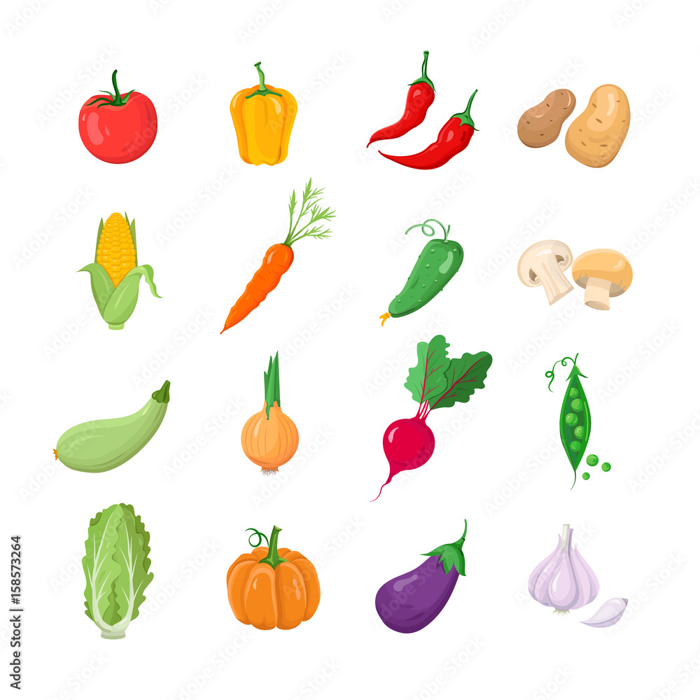 Vegetables - modern vector icons set Vegetables - modern vector icons set