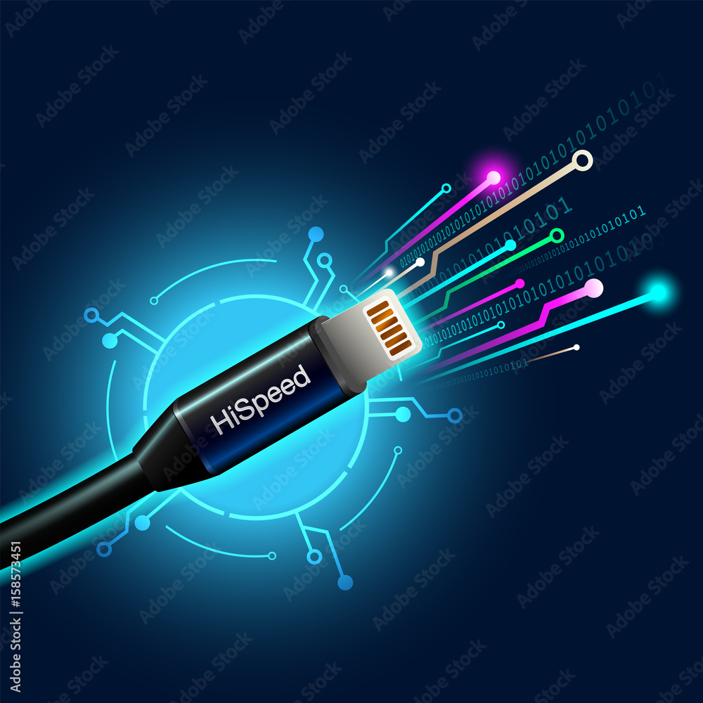 Cable head high speed internet Future abstract fiber optic cable connection  background. EPS file. Stock Vector | Adobe Stock