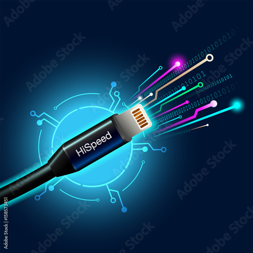 Cable head high speed internet Future abstract fiber optic cable connection background. EPS file.
