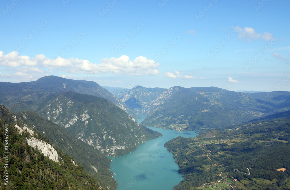 Tara mountain and Drina river canyon landscape summer season