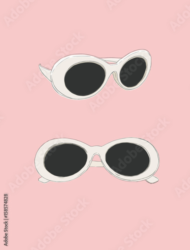 Cat eye retro glasses illustration. Eye wear vector.