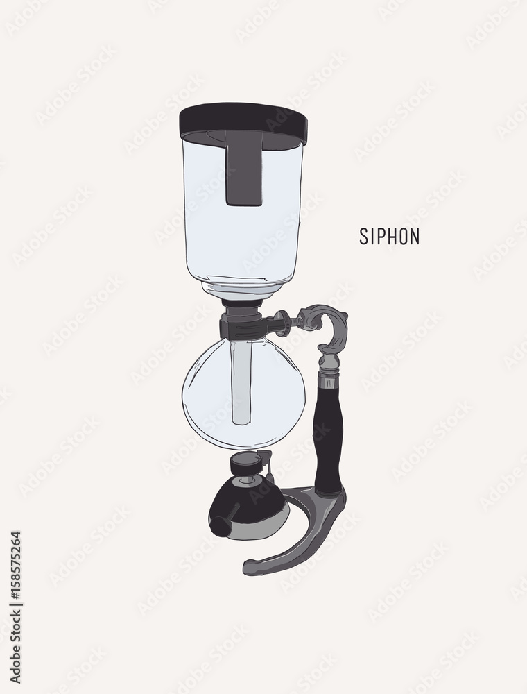 siphon or syphon coffee machine , sketch vector.