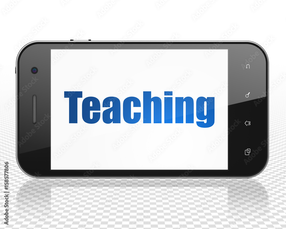 Learning concept: Smartphone with Teaching on display Learning concept: Smartphone with Teaching on display