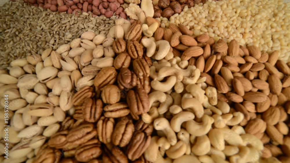 Nuts mix in a canvas bag in table. Nuts mix in a canvas bag in table.