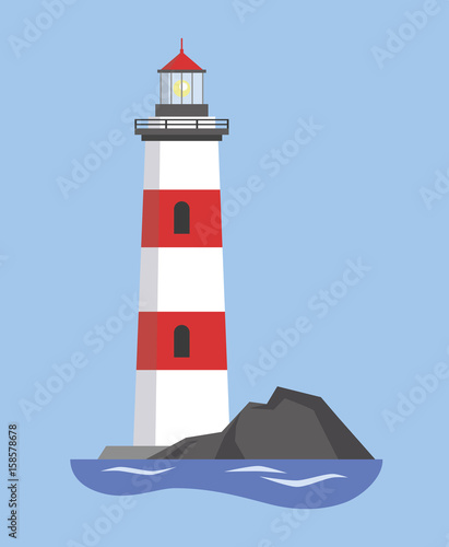 Fotografie, Obraz The image of the lighthouse on the mountain. Vector illustration.